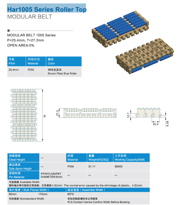 Лента модульная Har1005 Series Roller Top LBP izobrazhenie 2025 08 02 221944244 - Лента модульная Har1005 Series Roller Top LBP