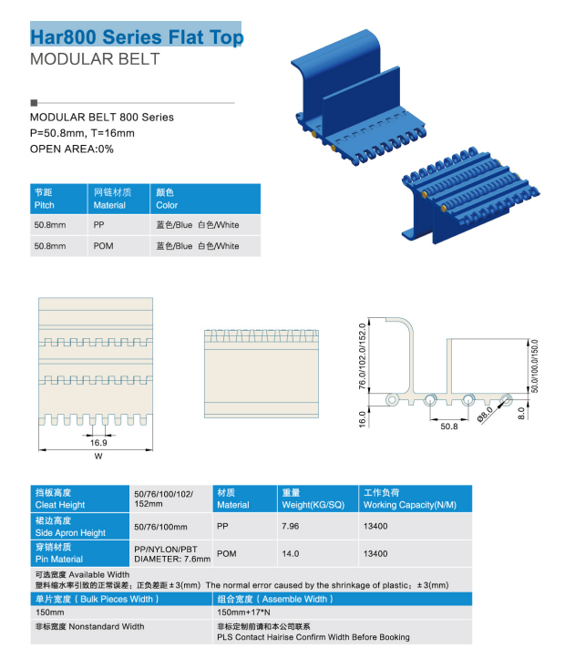 Лента модульная Har800 Series Flat Top izobrazhenie 2025 08 06 221355657 - Лента модульная Har800 Series Flat Top