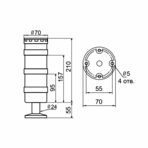 a15f631a 9313 11e9 80d0 d45bf0504476 7c510b35 c110 11ef b0f7 94a5476477a1 11 300x300 - Светосигнальная колонна INNOCONT TL70B-024-GR-55